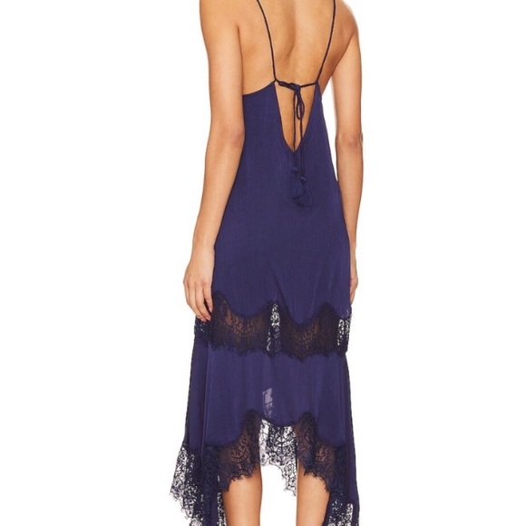 NWT Intimately Free People Midnight Rain Blue Bohemian Lace Midi Slip Dress XS - Picture 2 of 7